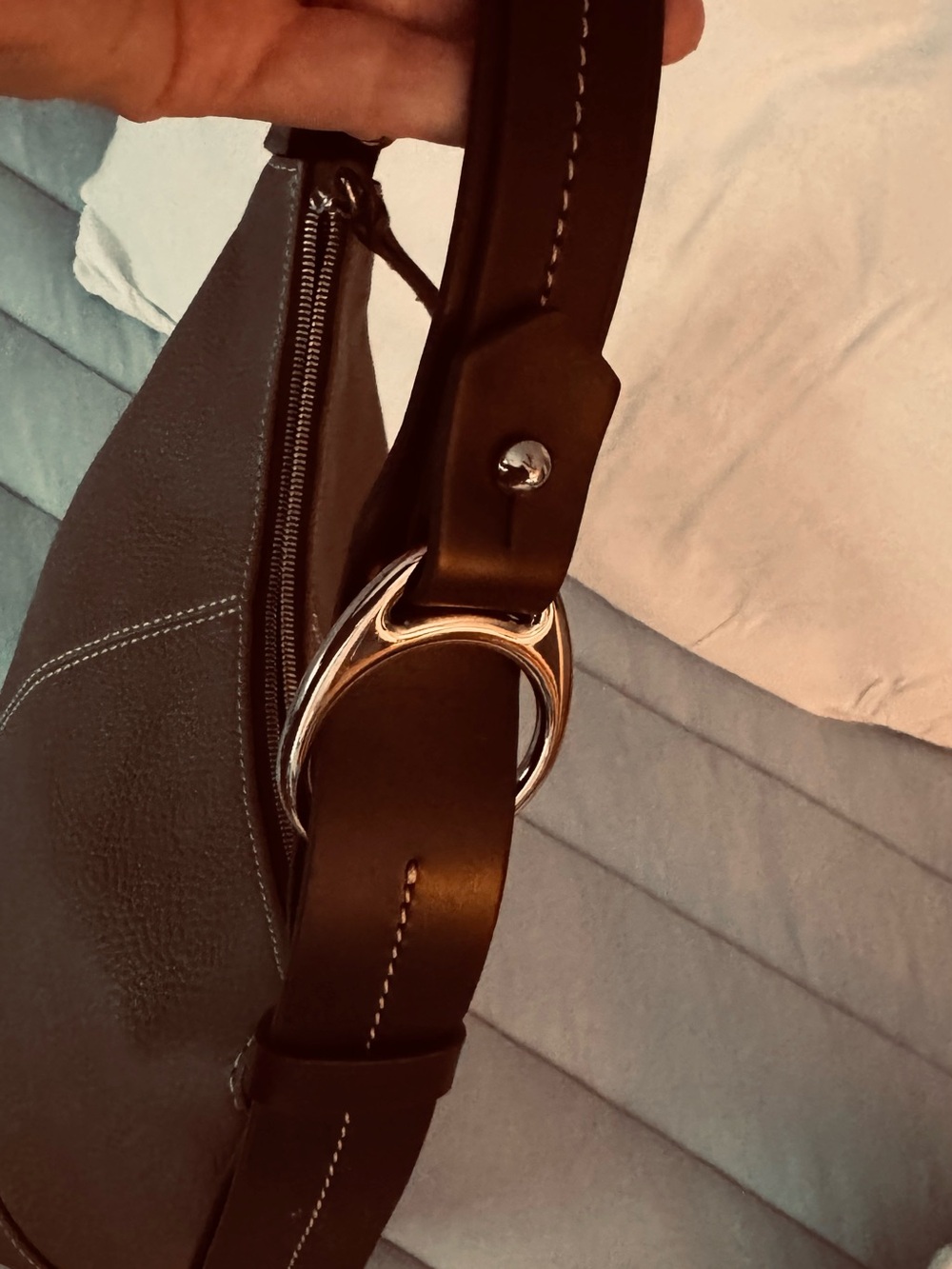 Dooney & Bourke Dark Brown Pebble Leather Shoulder Hobo - Picture 7 of 12